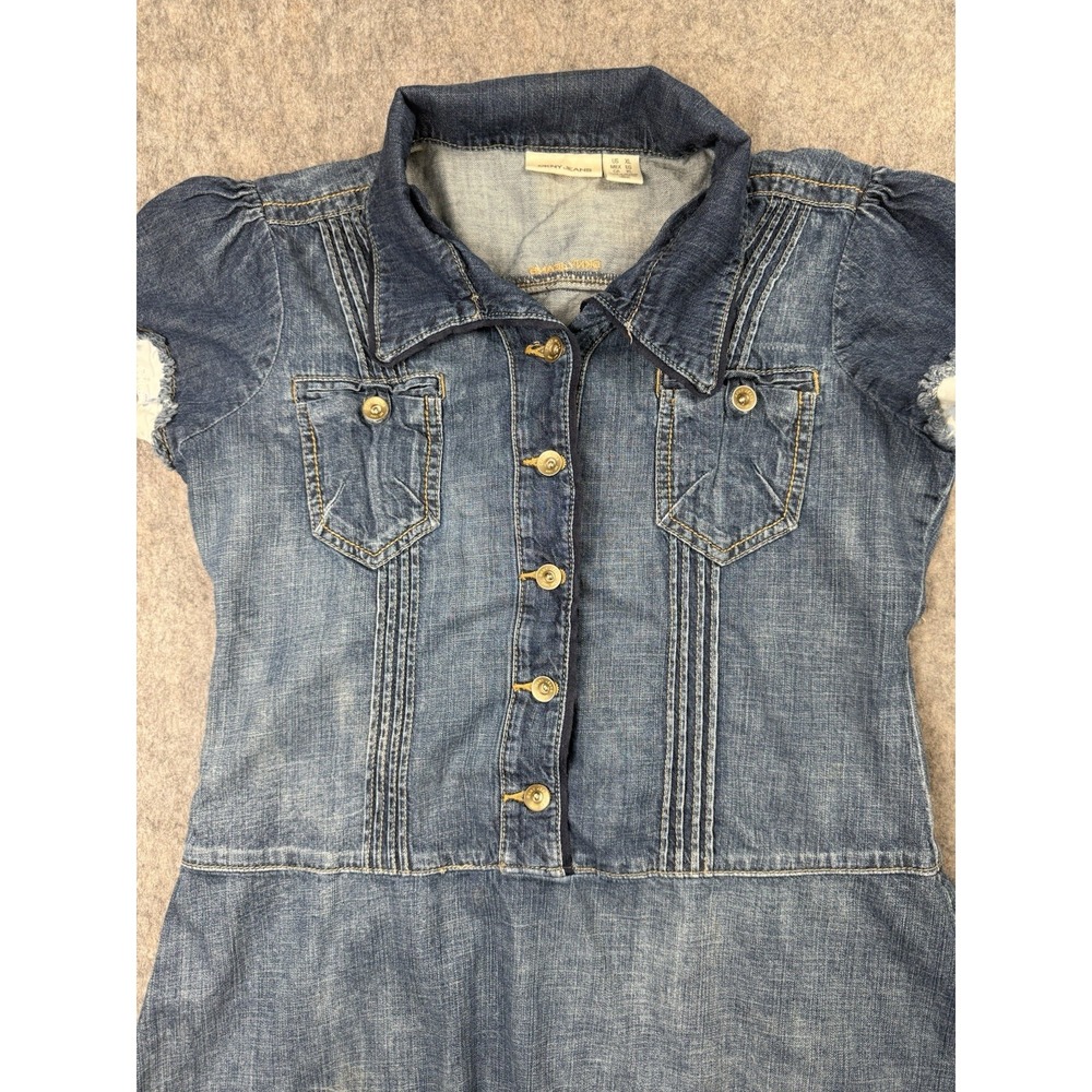 DKNY Jeans Denim Mini Dress Women's XL Blue Button Front Collared Y2K - Picture 2 of 8
